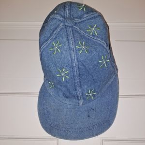 Denim floral hat vintage baseball cap kids blue green travel sport summer party